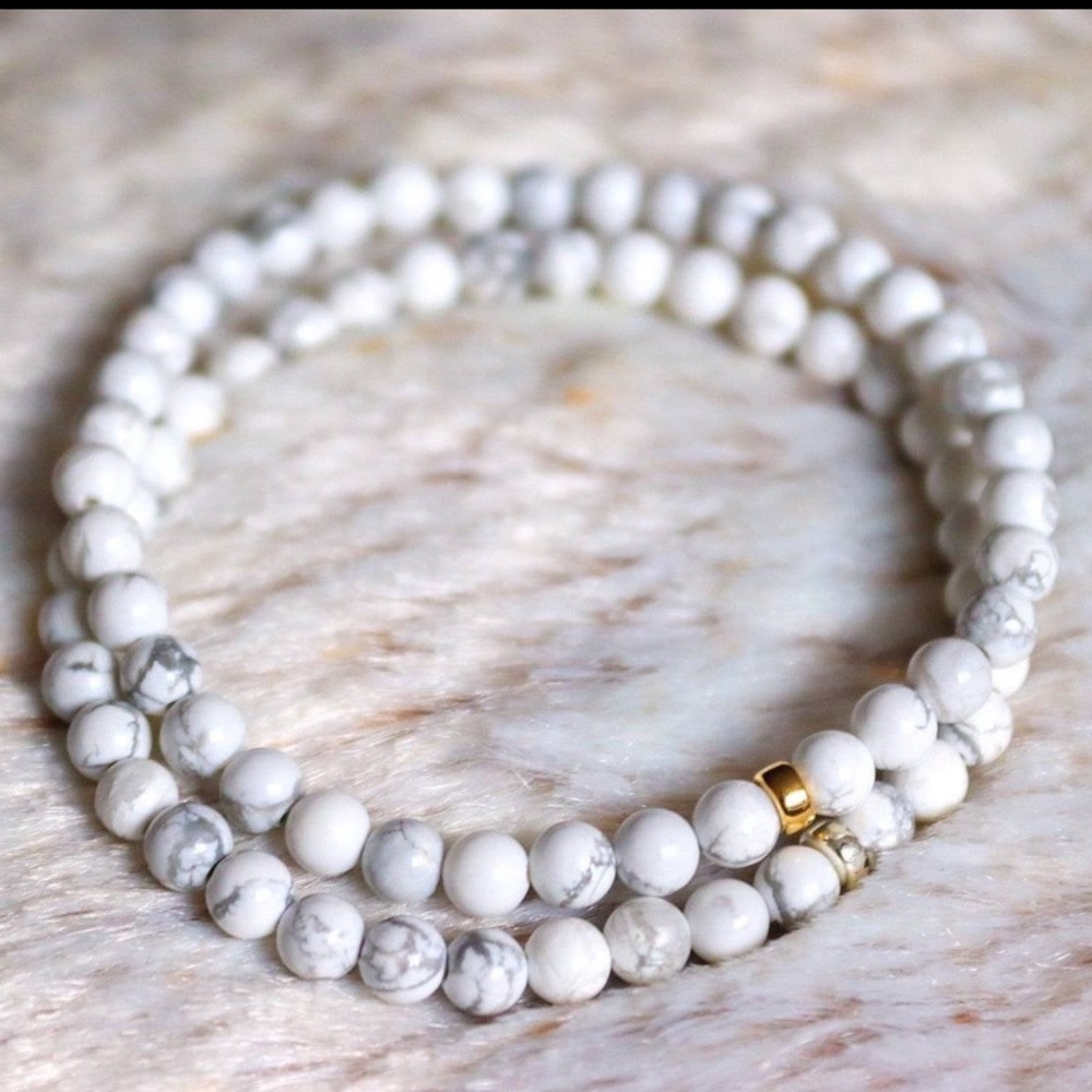 White Howlite Bracelet Sterling Silver or 14k Gold Filled